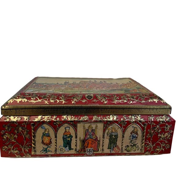 Vintage E. Otto Schmidt Lebkuchen Tin Box 16" x 6" 12" Cookie, Cupcake Holder - Picture 12 of 13